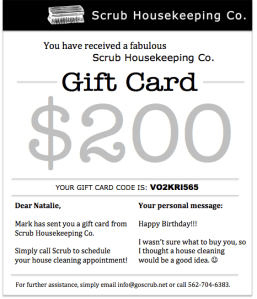 Scrub Housekeeping Gift Card
